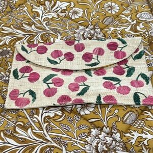 Kayu envelope cherry clutch with gold chain